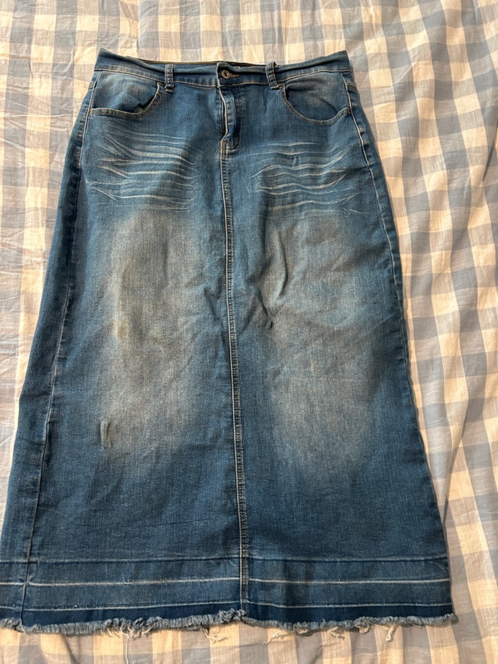 Long denim xl Skirt in Washed Blue